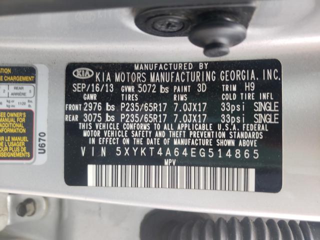 Photo 9 VIN: 5XYKT4A64EG514865 - KIA SORENTO LX 