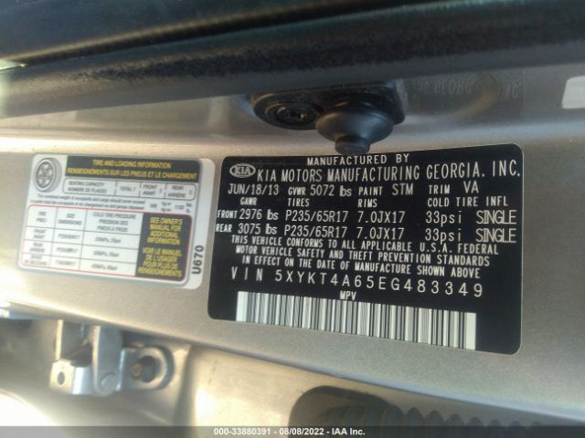 Photo 8 VIN: 5XYKT4A65EG483349 - KIA SORENTO 