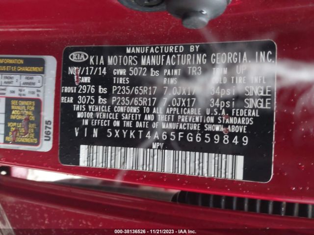 Photo 8 VIN: 5XYKT4A65FG659849 - KIA SORENTO 