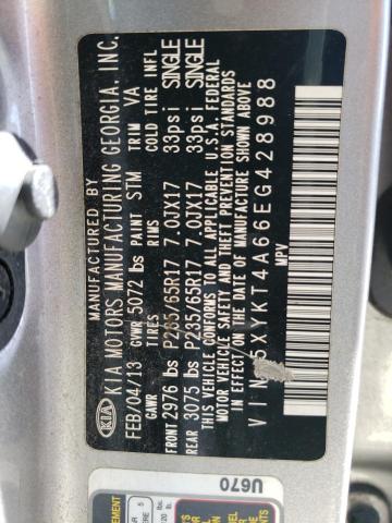 Photo 12 VIN: 5XYKT4A66EG428988 - KIA SORENTO LX 