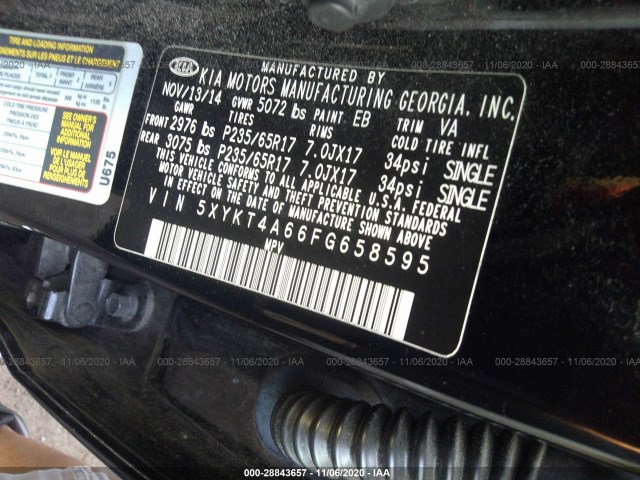 Photo 8 VIN: 5XYKT4A66FG658595 - KIA SORENTO 