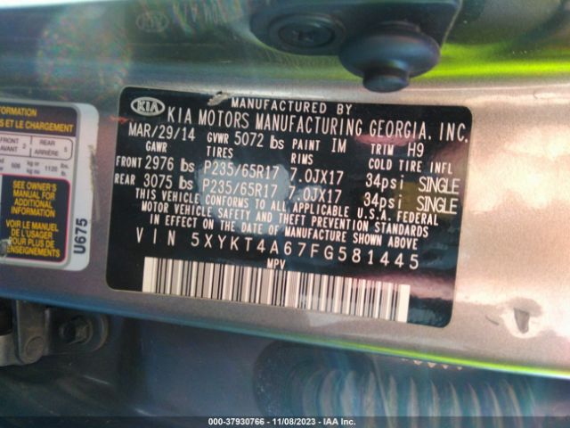 Photo 8 VIN: 5XYKT4A67FG581445 - KIA SORENTO 