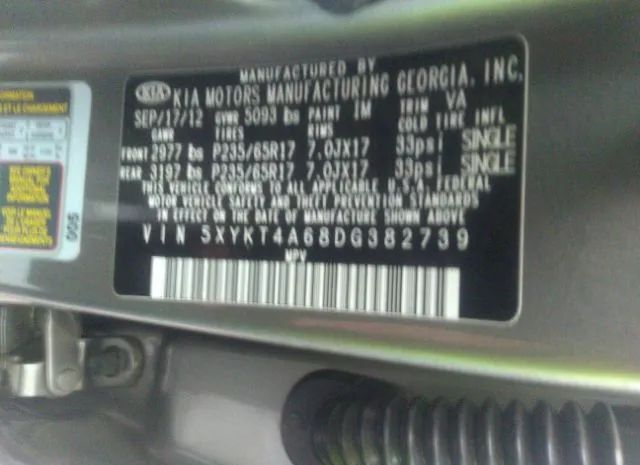 Photo 8 VIN: 5XYKT4A68DG382739 - KIA SORENTO 