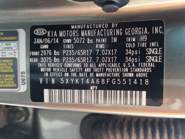 Photo 9 VIN: 5XYKT4A68FG551418 - KIA SORENTO LX 