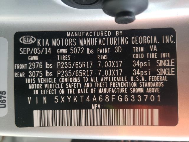 Photo 9 VIN: 5XYKT4A68FG633701 - KIA SORENTO LX 