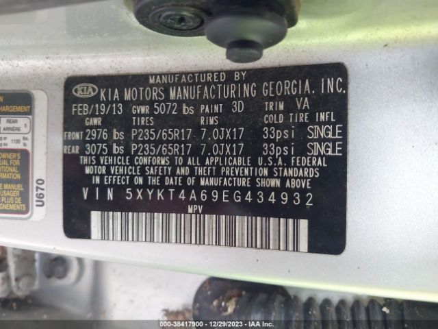 Photo 8 VIN: 5XYKT4A69EG434932 - KIA SORENTO 