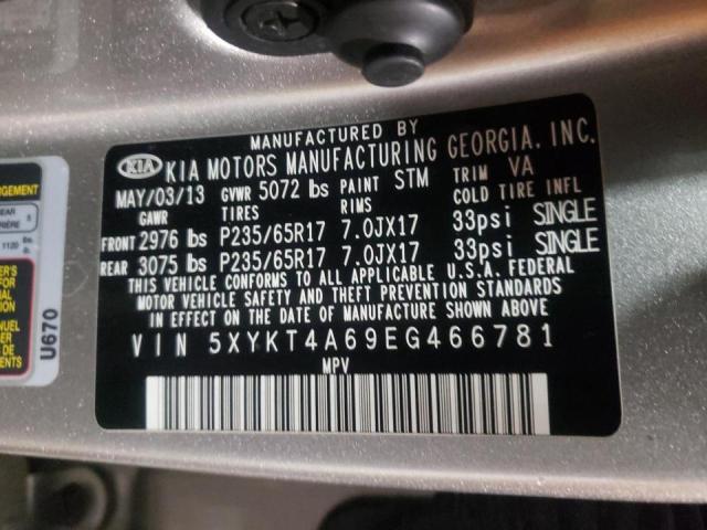 Photo 9 VIN: 5XYKT4A69EG466781 - KIA SORENTO LX 