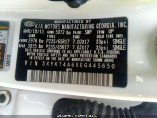 Photo 8 VIN: 5XYKT4A6XEG445650 - KIA SORENTO 