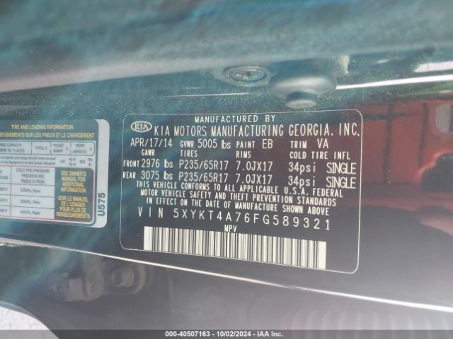 Photo 8 VIN: 5XYKT4A76FG589321 - KIA SORENTO 