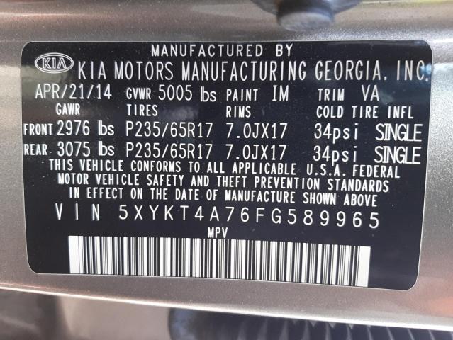 Photo 9 VIN: 5XYKT4A76FG589965 - KIA SORENTO LX 