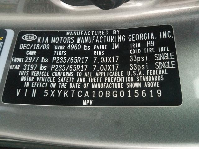 Photo 9 VIN: 5XYKTCA10BG015619 - KIA SORENTO BA 