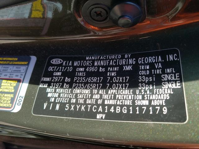 Photo 9 VIN: 5XYKTCA14BG117179 - KIA SORENTO BA 