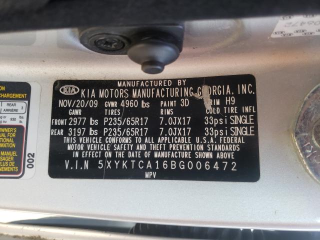 Photo 9 VIN: 5XYKTCA16BG006472 - KIA SORENTO BA 