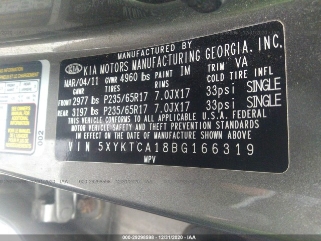 Photo 8 VIN: 5XYKTCA18BG166319 - KIA SORENTO 