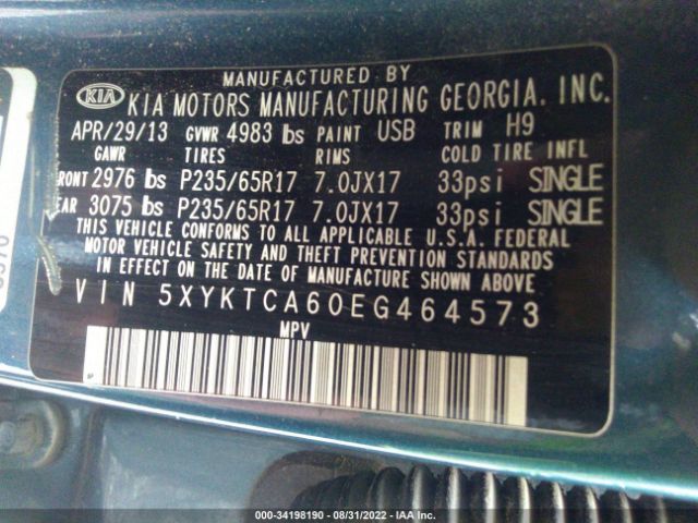 Photo 8 VIN: 5XYKTCA60EG464573 - KIA SORENTO 