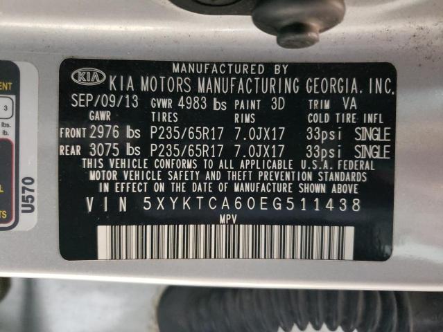 Photo 12 VIN: 5XYKTCA60EG511438 - KIA SORENTO LX 