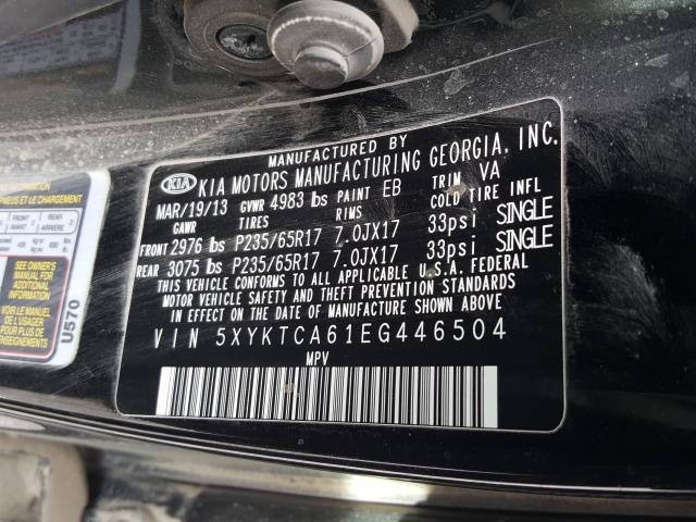 Photo 9 VIN: 5XYKTCA61EG446504 - KIA SORENTO LX 