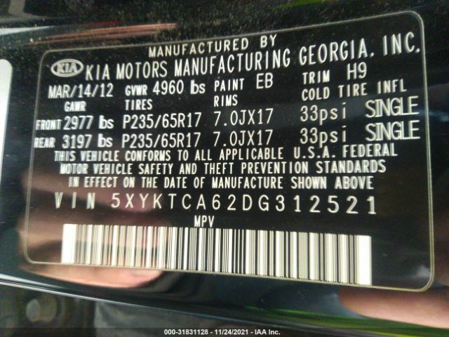 Photo 8 VIN: 5XYKTCA62DG312521 - KIA SORENTO 