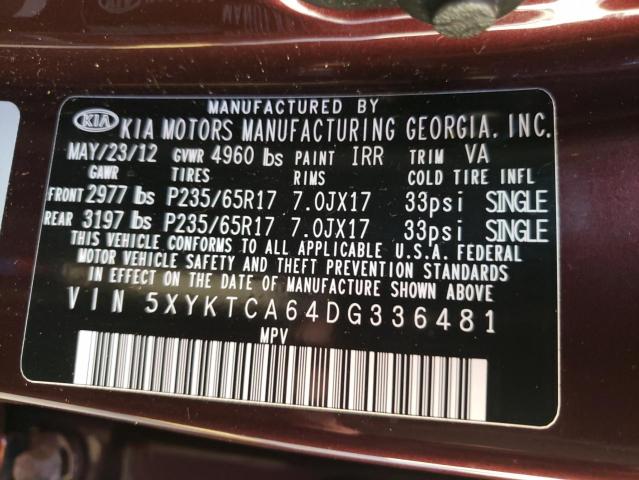 Photo 9 VIN: 5XYKTCA64DG336481 - KIA SORENTO LX 