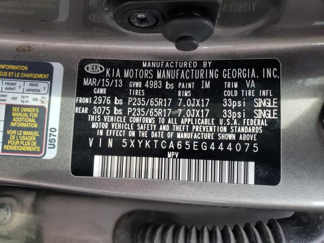 Photo 9 VIN: 5XYKTCA65EG444075 - KIA SORENTO LX 