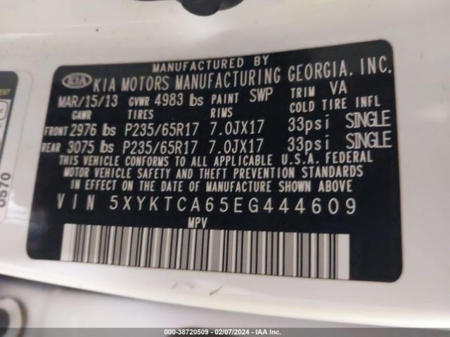 Photo 8 VIN: 5XYKTCA65EG444609 - KIA SORENTO 