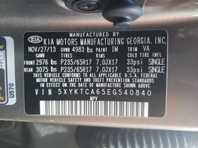 Photo 9 VIN: 5XYKTCA65EG540840 - KIA SORENTO LX 