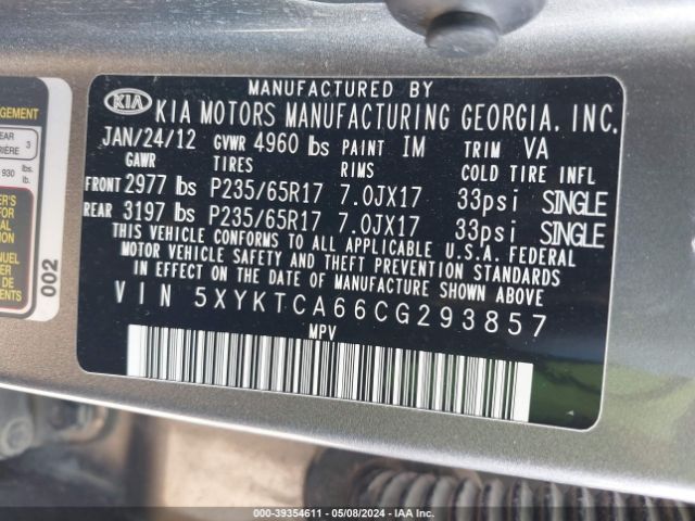 Photo 8 VIN: 5XYKTCA66CG293857 - KIA SORENTO 