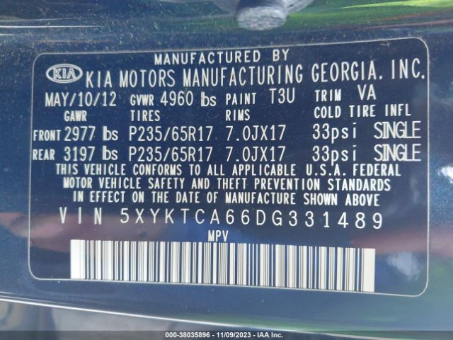 Photo 8 VIN: 5XYKTCA66DG331489 - KIA SORENTO 