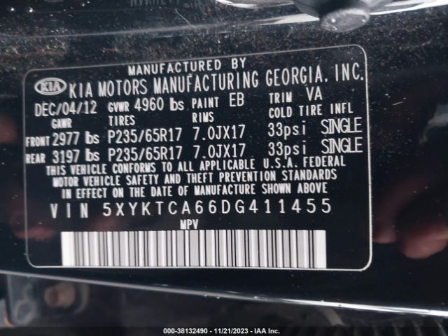 Photo 8 VIN: 5XYKTCA66DG411455 - KIA SORENTO 