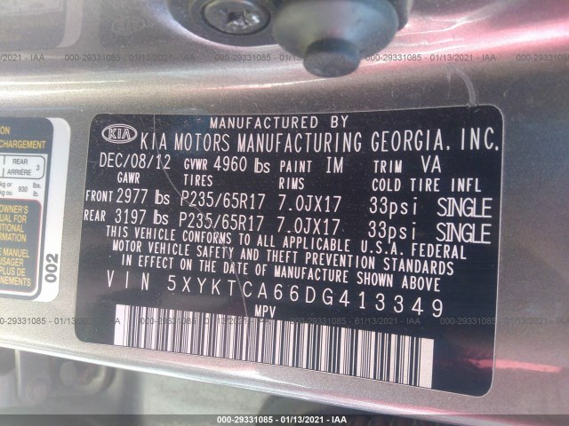 Photo 8 VIN: 5XYKTCA66DG413349 - KIA SORENTO 