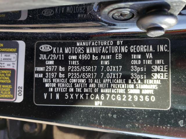 Photo 9 VIN: 5XYKTCA67CG229360 - KIA SORENTO BA 