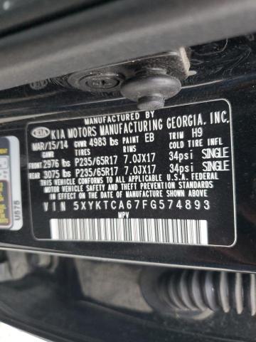 Photo 12 VIN: 5XYKTCA67FG574893 - KIA SORENTO LX 