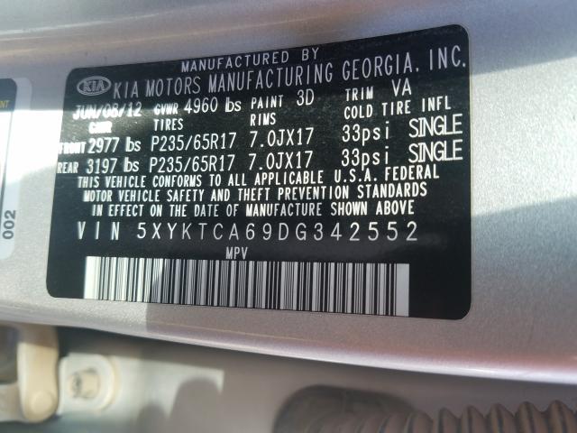 Photo 9 VIN: 5XYKTCA69DG342552 - KIA SORENTO 