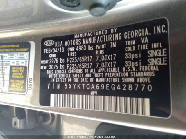 Photo 8 VIN: 5XYKTCA69EG428770 - KIA SORENTO 