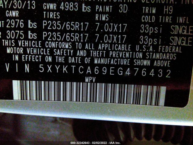 Photo 8 VIN: 5XYKTCA69EG476432 - KIA SORENTO 