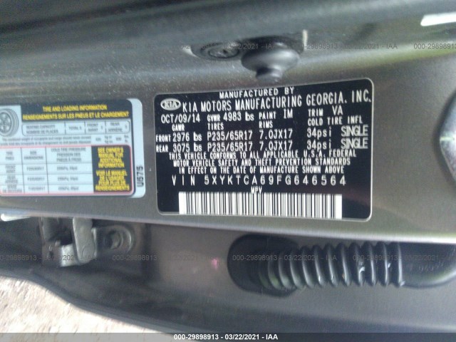 Photo 8 VIN: 5XYKTCA69FG646564 - KIA SORENTO 