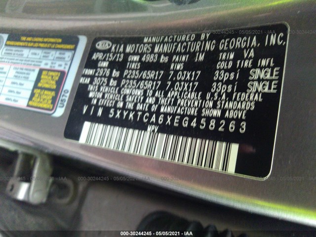 Photo 8 VIN: 5XYKTCA6XEG458263 - KIA SORENTO 