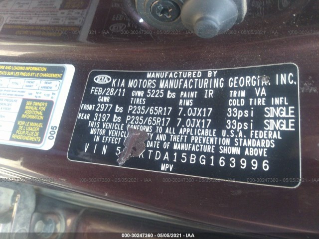 Photo 8 VIN: 5XYKTDA15BG163996 - KIA SORENTO 