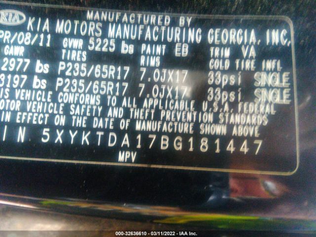 Photo 8 VIN: 5XYKTDA17BG181447 - KIA SORENTO 