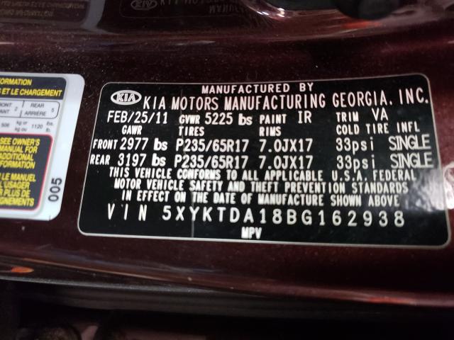 Photo 9 VIN: 5XYKTDA18BG162938 - KIA SORENTO BA 