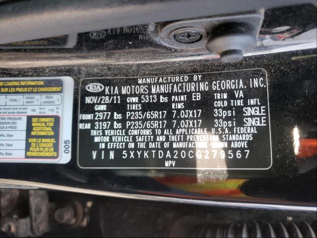 Photo 9 VIN: 5XYKTDA20CG279567 - KIA SORENTO BA 