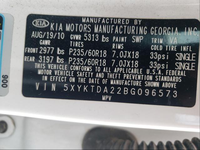 Photo 9 VIN: 5XYKTDA22BG096573 - KIA SORENTO BA 