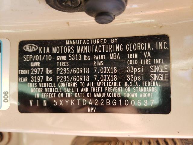 Photo 9 VIN: 5XYKTDA22BG100637 - KIA SORENTO BA 