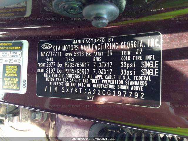 Photo 8 VIN: 5XYKTDA22CG197792 - KIA SORENTO 