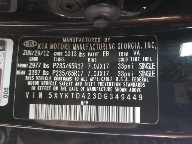 Photo 12 VIN: 5XYKTDA23DG349449 - KIA SORENTO LX 