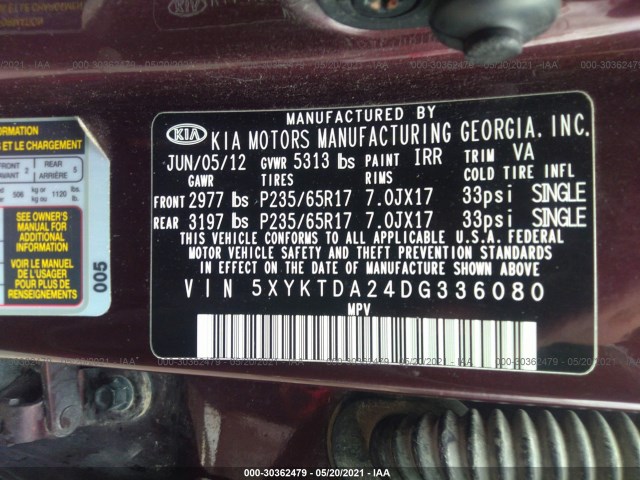 Photo 8 VIN: 5XYKTDA24DG336080 - KIA SORENTO 