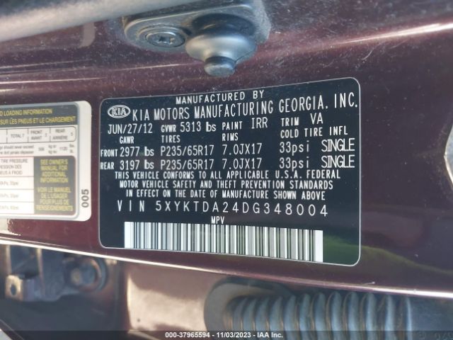 Photo 8 VIN: 5XYKTDA24DG348004 - KIA SORENTO 