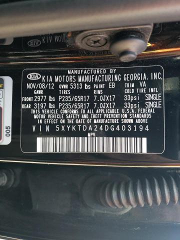 Photo 11 VIN: 5XYKTDA24DG403194 - KIA SORENTO LX 