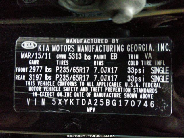 Photo 8 VIN: 5XYKTDA25BG170746 - KIA SORENTO 