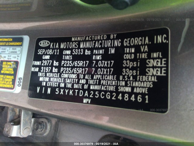 Photo 8 VIN: 5XYKTDA25CG248461 - KIA SORENTO 